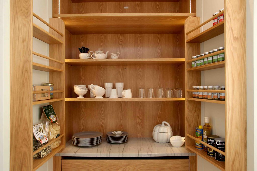 Shaker kitchen in Cobham pantry larder interior view