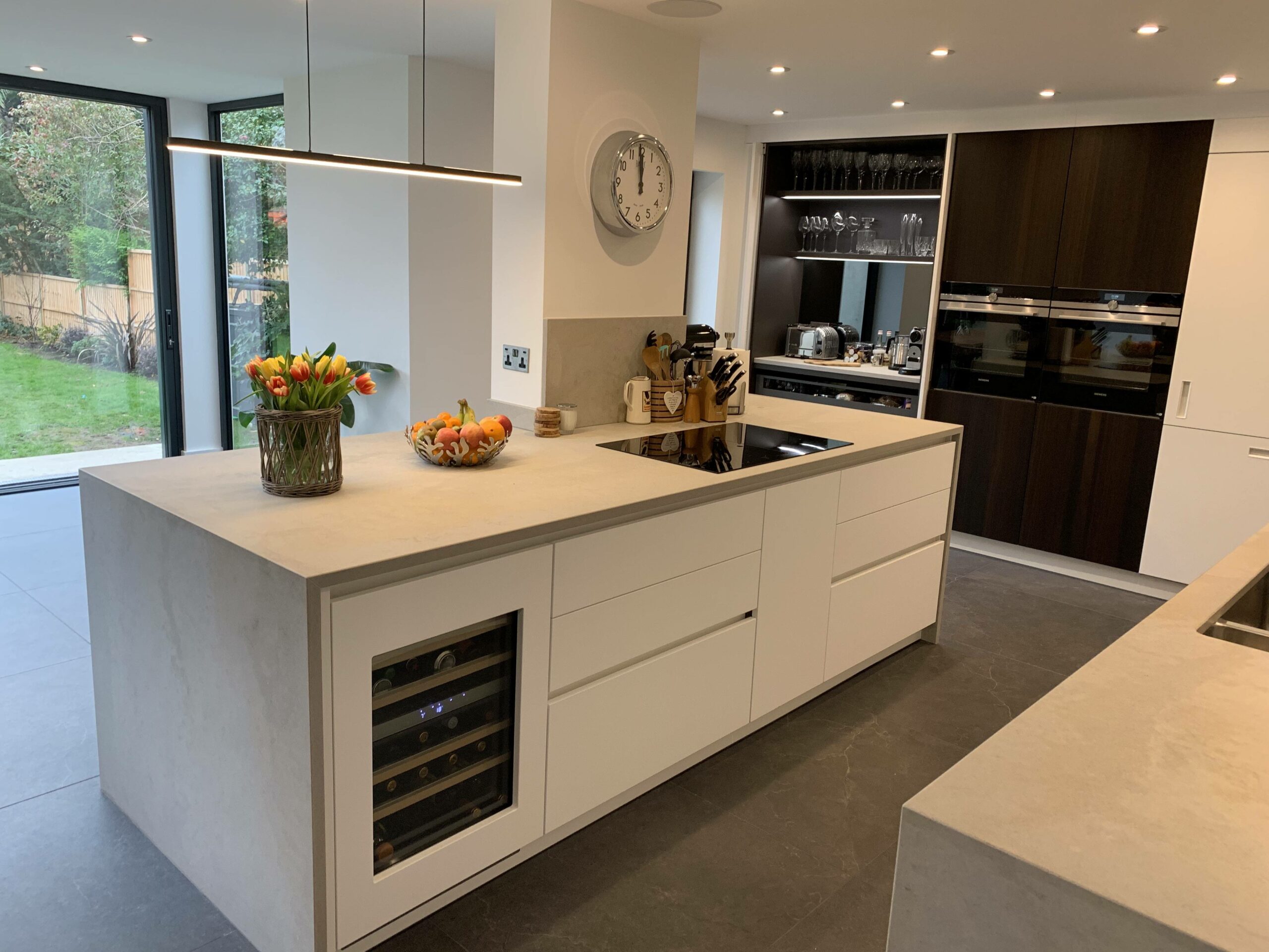 View of Kitchen Island with integrated wine fridge